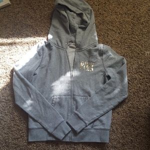 PINK Grey Zip Up Sweatshirt Size M